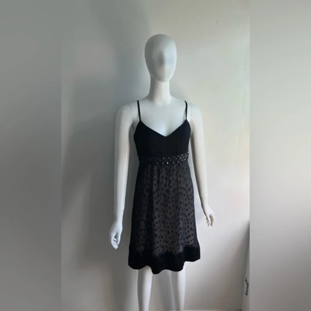 Y2K Babydoll Whimsigoth NWT Esprit  Women Black Silk Mini Cocktail Dress US 6